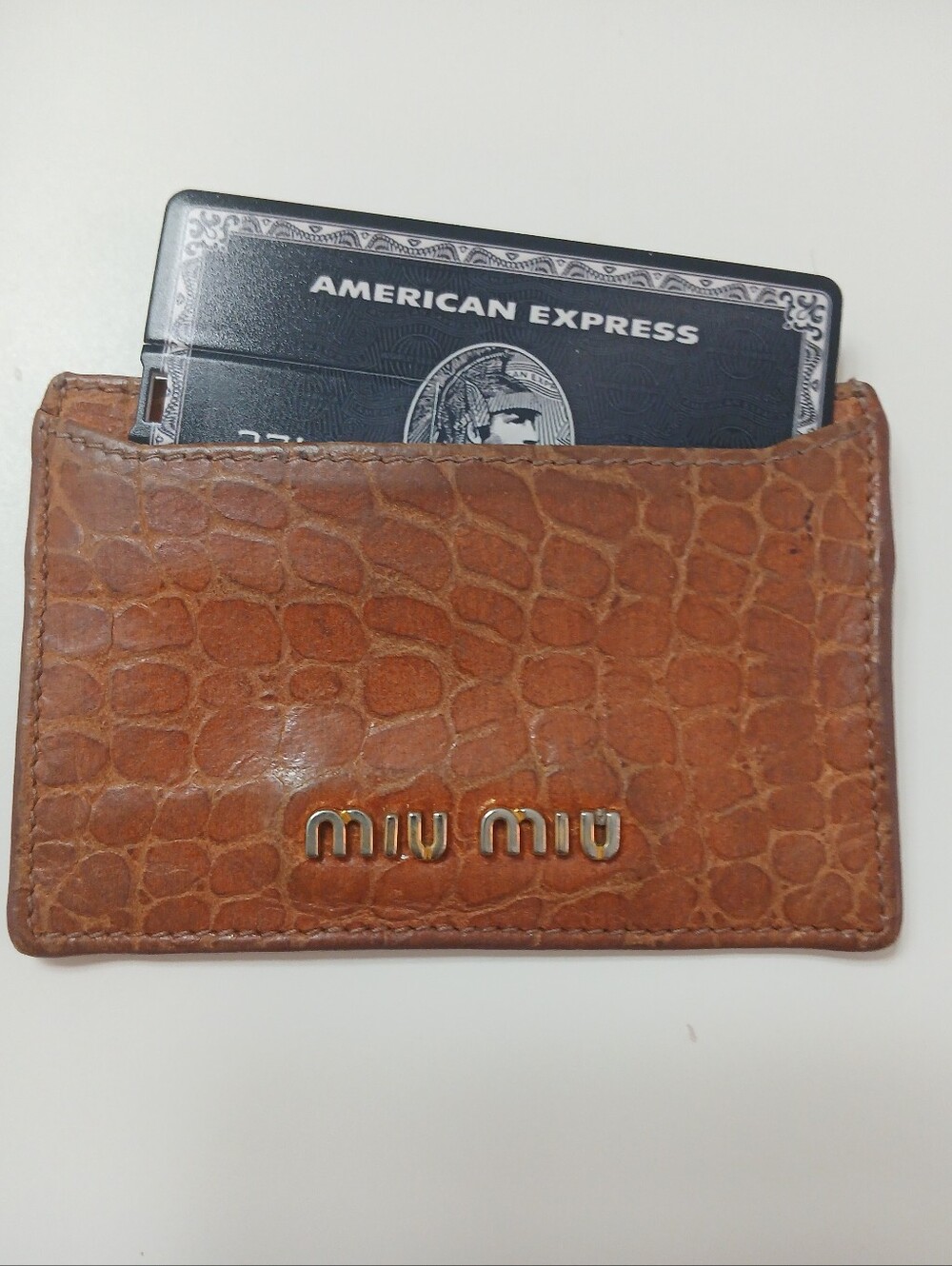 Miu Miu Card Holder, Genuine Leather, Crocodile Embossed - Picture 1 of 4